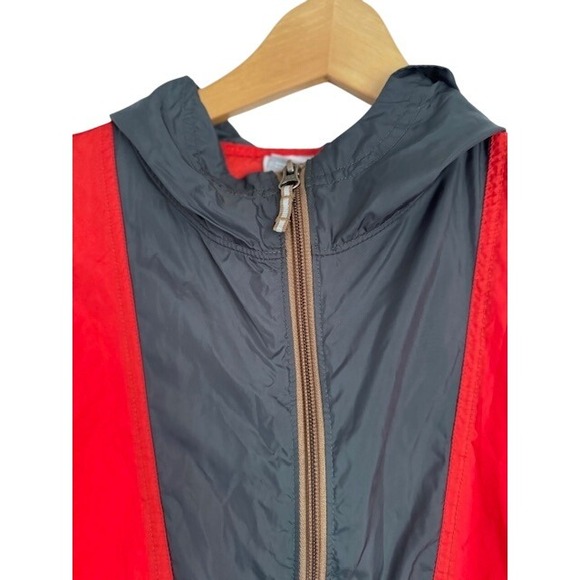 Columbia Colorblock Hooded Windbreaker Jacket Red Gray XL - Picture 2 of 13